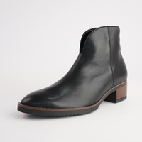 Jacky Black Leather Ankle Boots