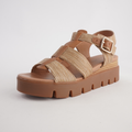 Rhodesy Coffee Raffia/ Dark Tan Leather Sandals
