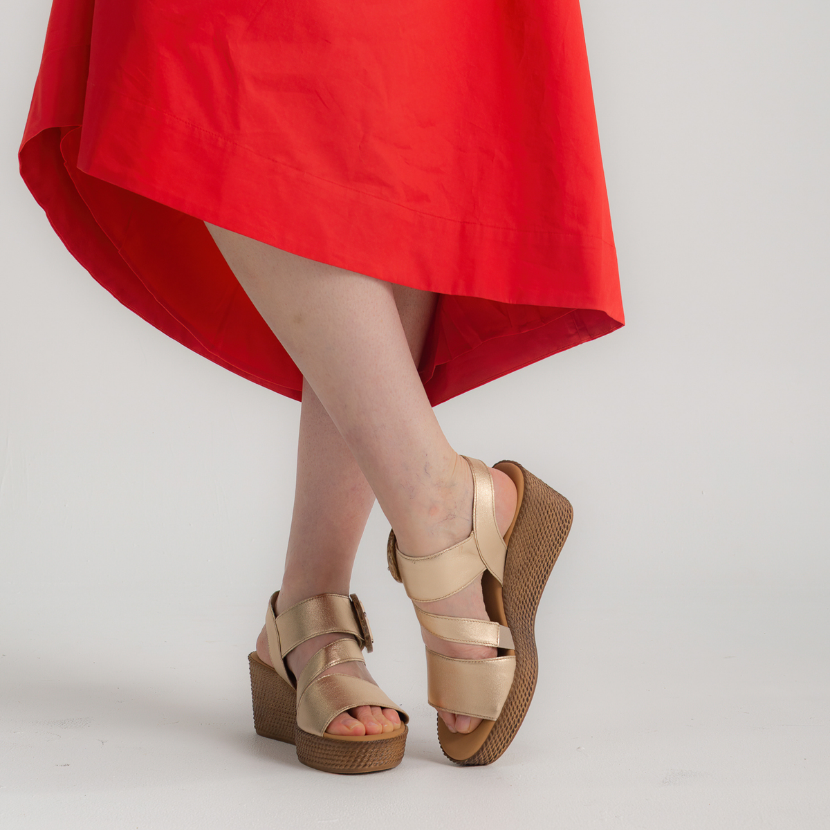 Thelma Champagne Leather Wedges