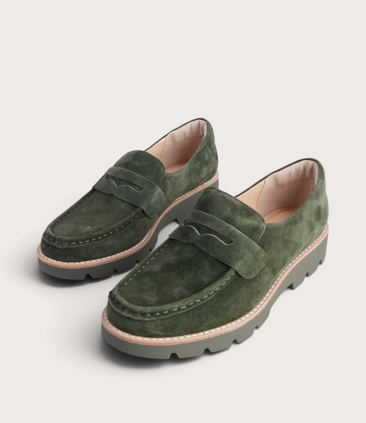 Dorte Olive Suede/ Olive Sole Loafers