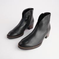 Jacky Black Leather Ankle Boots