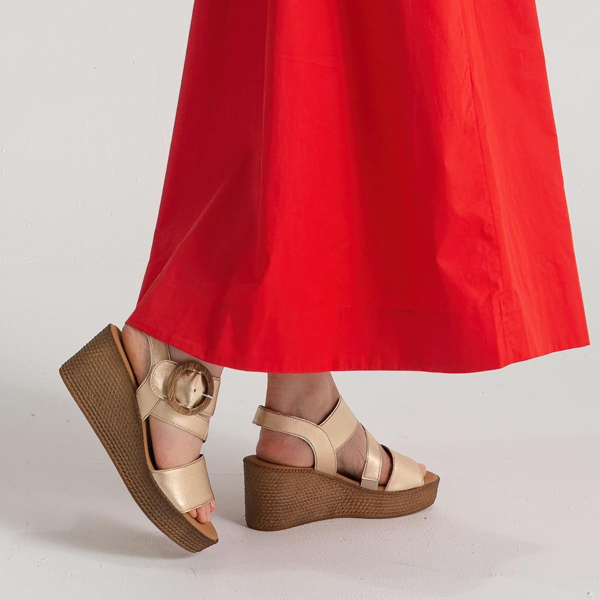 Thelma Champagne Leather Wedges - GABOR | Shouz