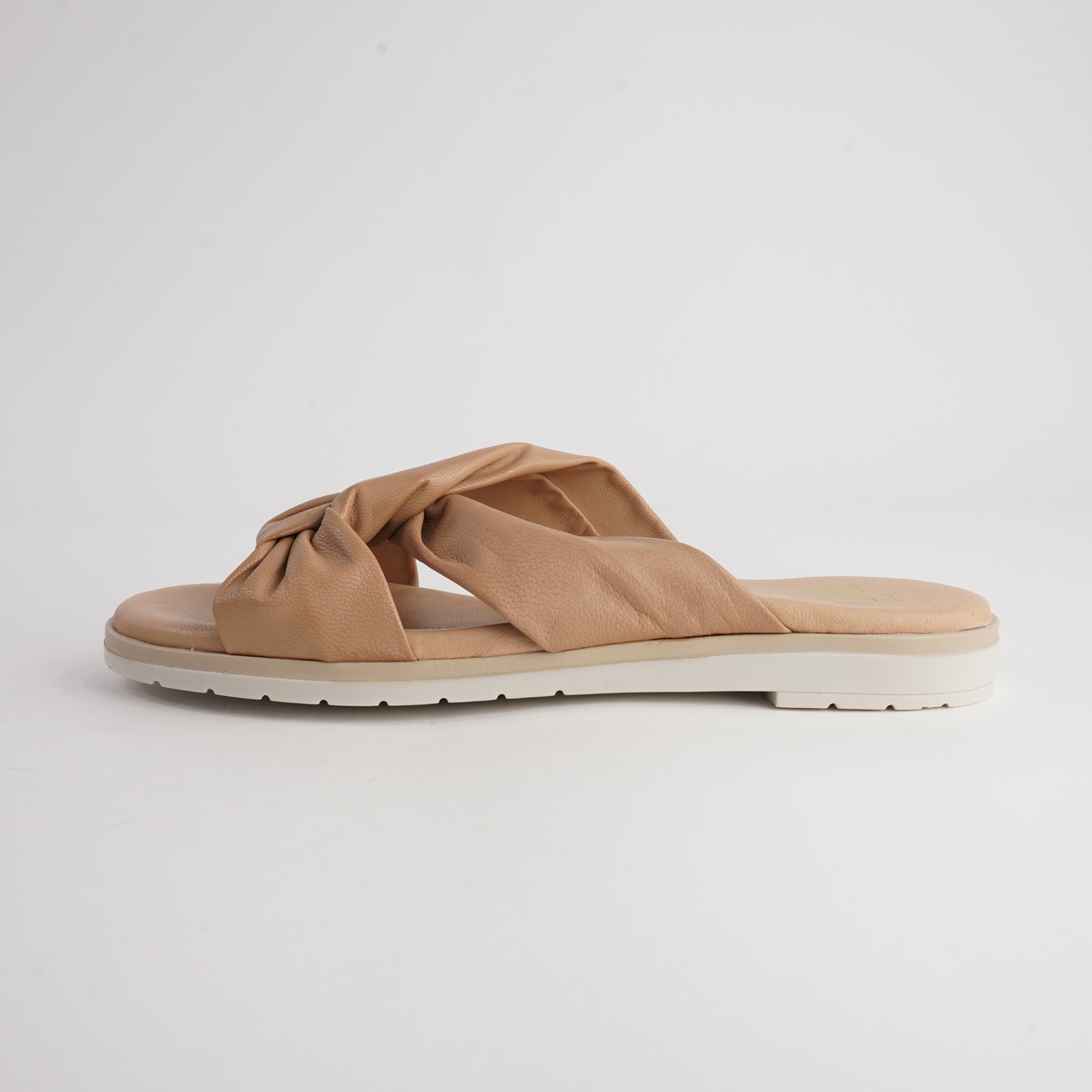Winona Camel Cab Leather Slides - NU BY NEO | Shouz