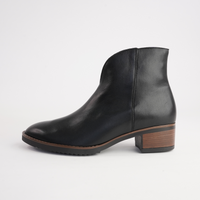 Jacky Black Leather Ankle Boots