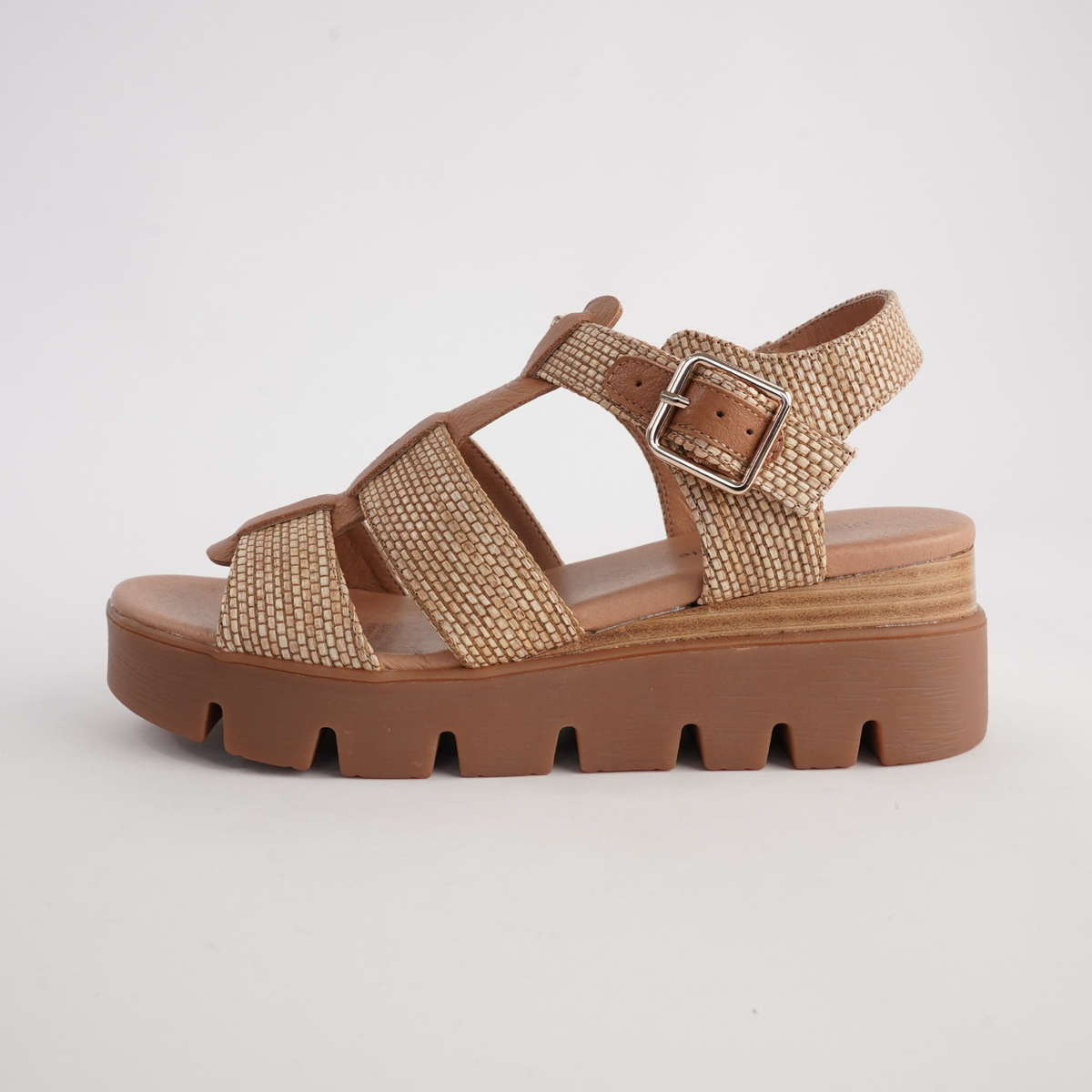 Rhodesy Coffee Raffia/ Dark Tan Leather Sandals - DJANGO AND JULIETTE | Shouz