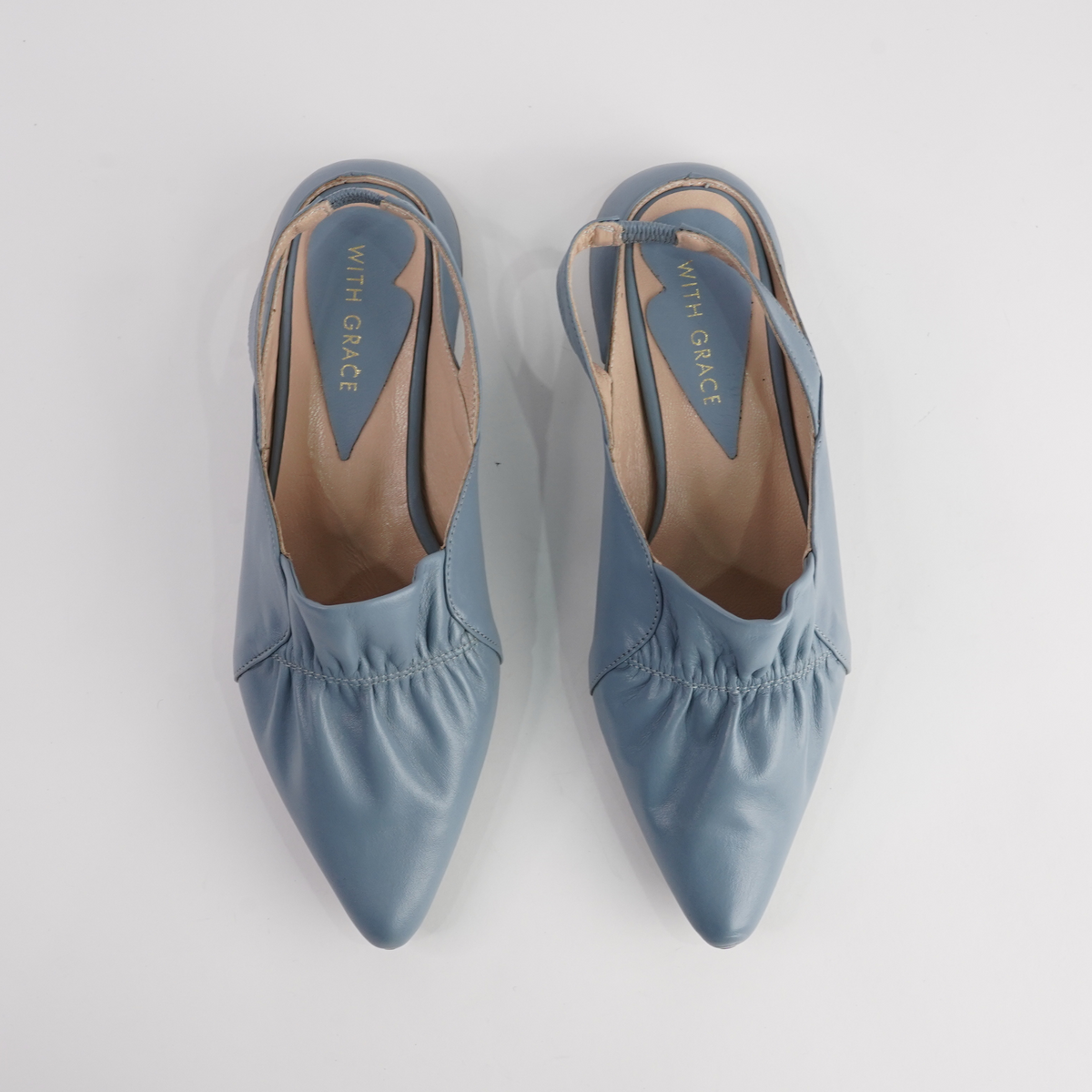 Valora Jeans Leather Flats - WITH GRACE | Shouz