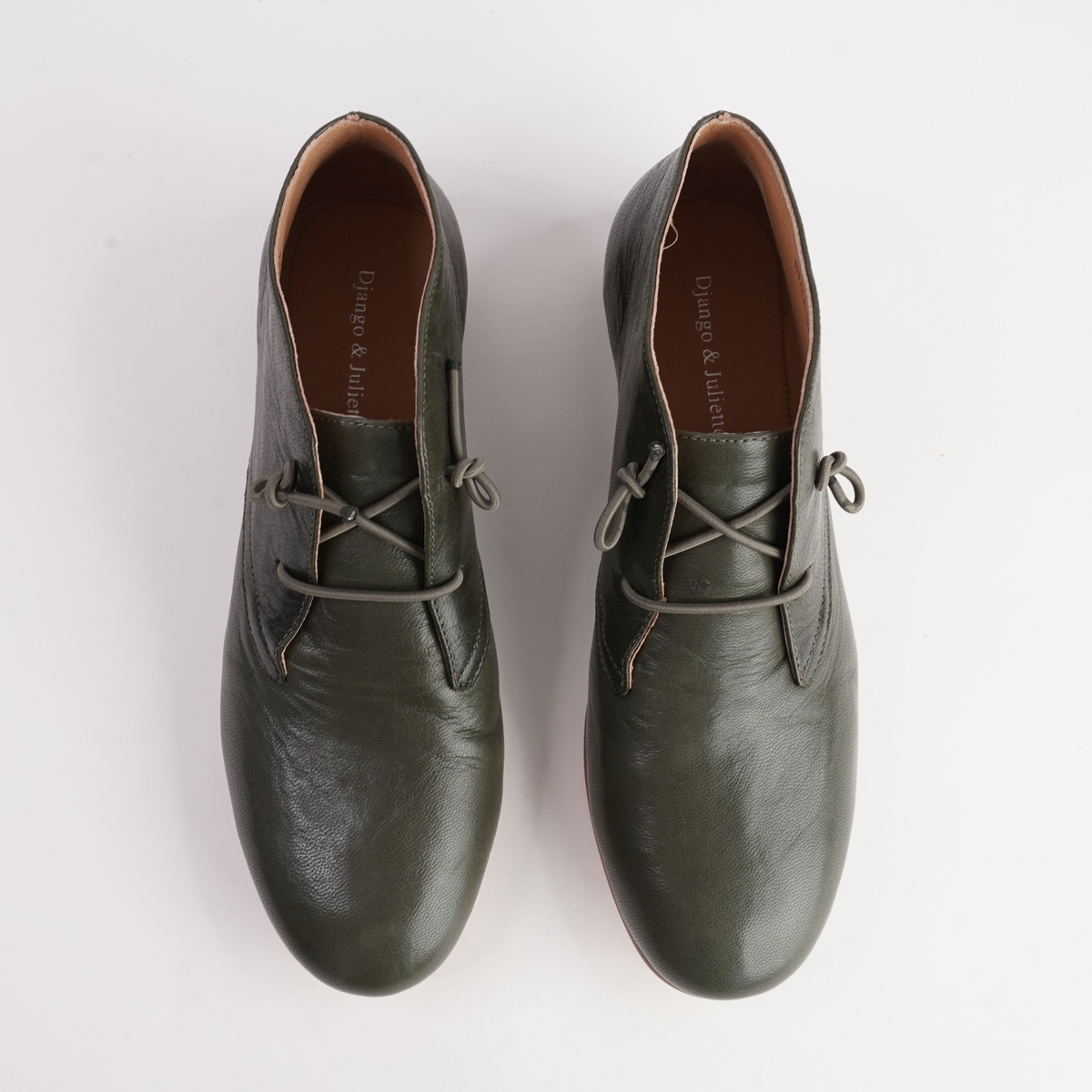 Ujala Olive Polish Leather Flats - DJANGO AND JULIETTE | Shouz