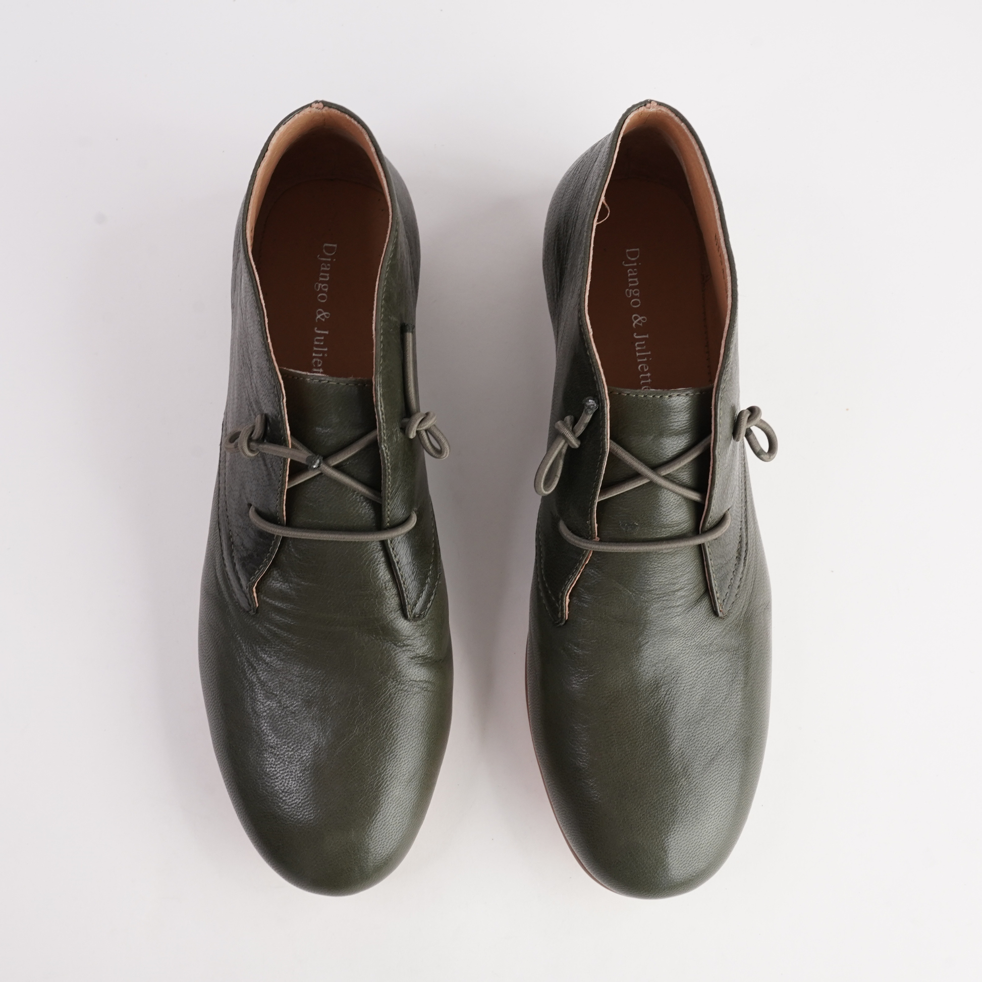 Ujala Olive Polish Leather Flats - DJANGO AND JULIETTE | Shouz