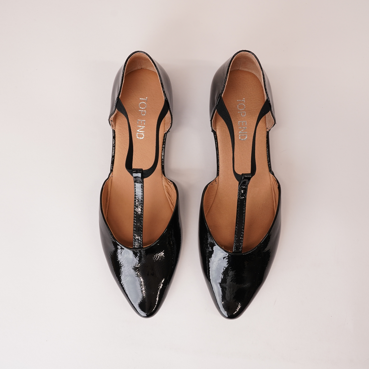 Saddie Black Patent Leather Flats - TOP END | Shouz