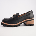 Dylan Black Leather Heeled Loafers