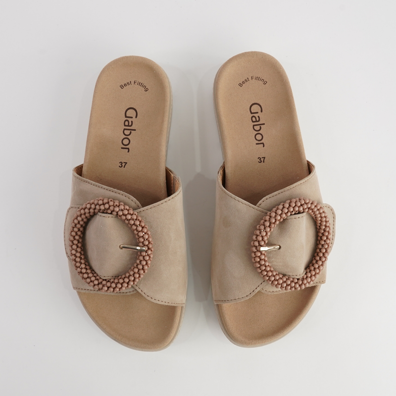 Lucille Caramel Suede Slides