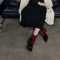 Traigs Burgundy Mix Leather Ankle Boots - DJANGO AND JULIETTE | Shouz