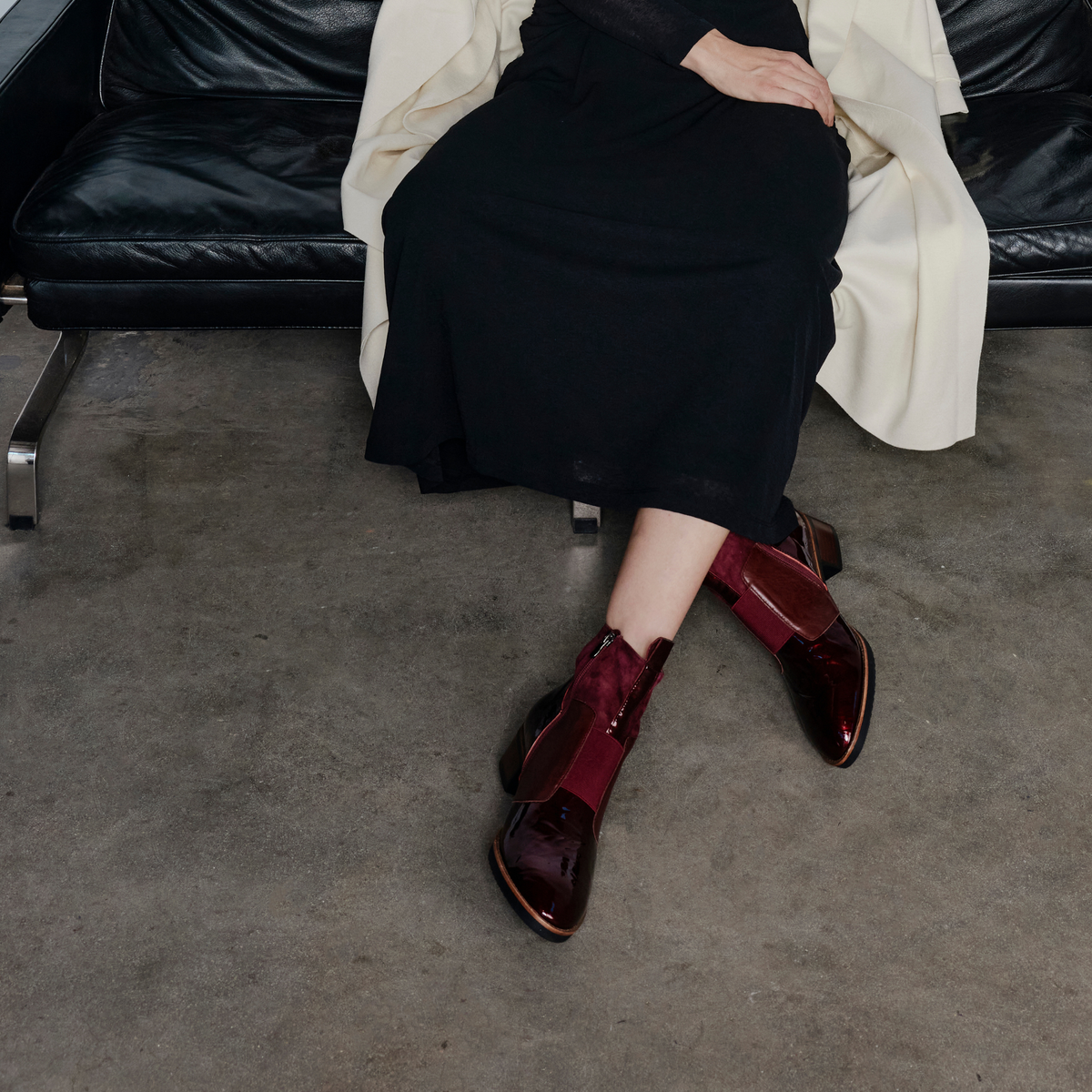 Traigs Burgundy Mix Leather Ankle Boots - DJANGO AND JULIETTE | Shouz