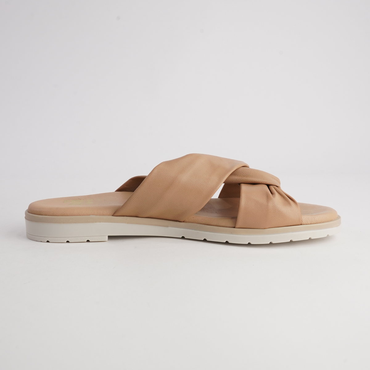 Winona Camel Cab Leather Slides - NU BY NEO | Shouz