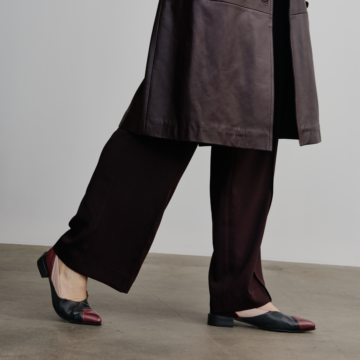 Emberta Burgundy/ Black Multi Leather Flats - DJANGO AND JULIETTE | Shouz