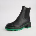 486001 Black/ Green Leather Ankle Boots