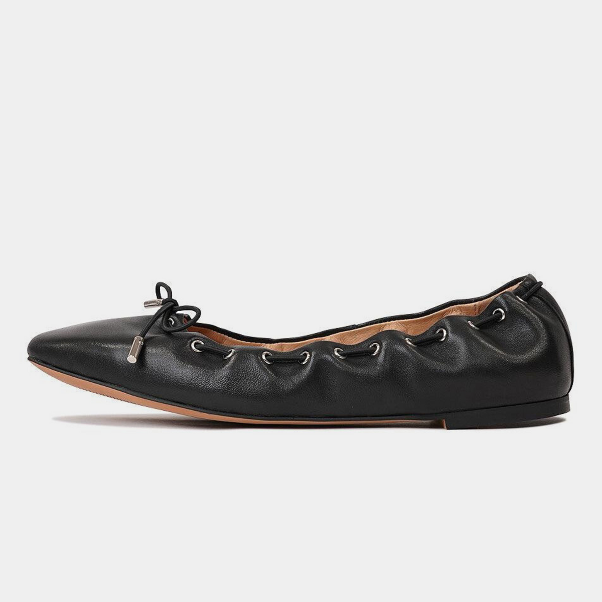 Niseya Black Leather Ballet Flats - MOLLINI | Shouz