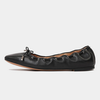 Niseya Black Leather Ballet Flats