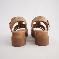 Rhodesy Coffee Raffia/ Dark Tan Leather Sandals