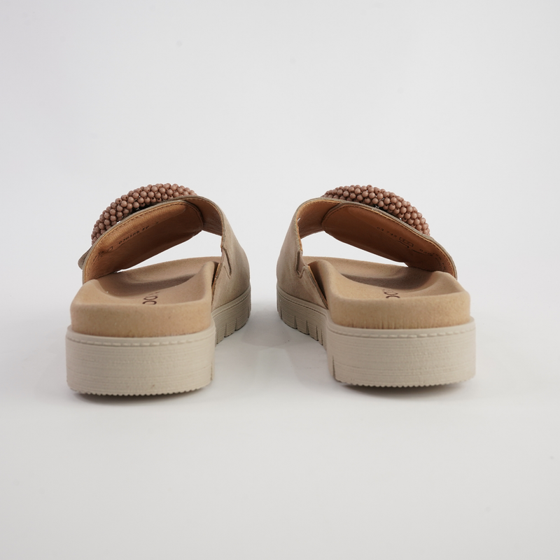Lucille Caramel Suede Slides