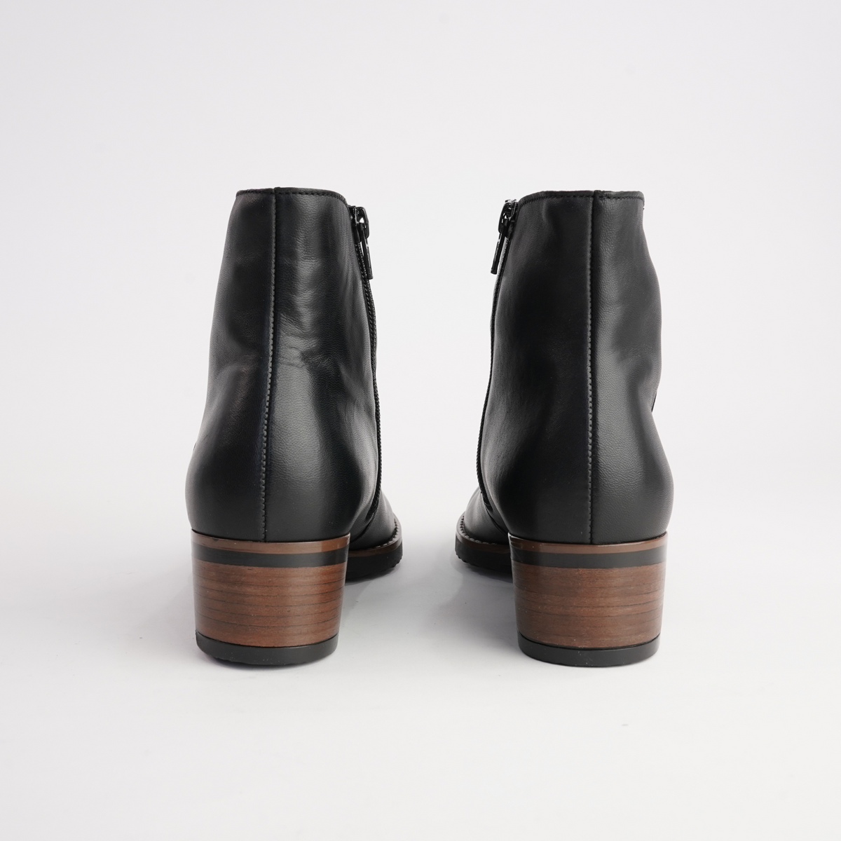 Jacky Black Leather Ankle Boots