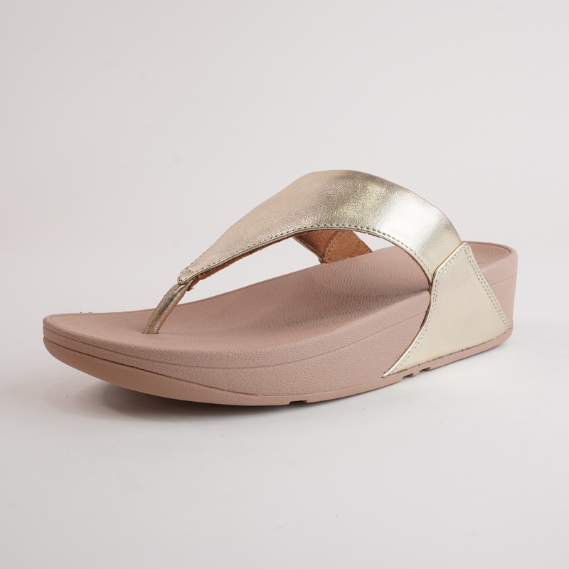 Lulu Leather Platino Gold Sandals