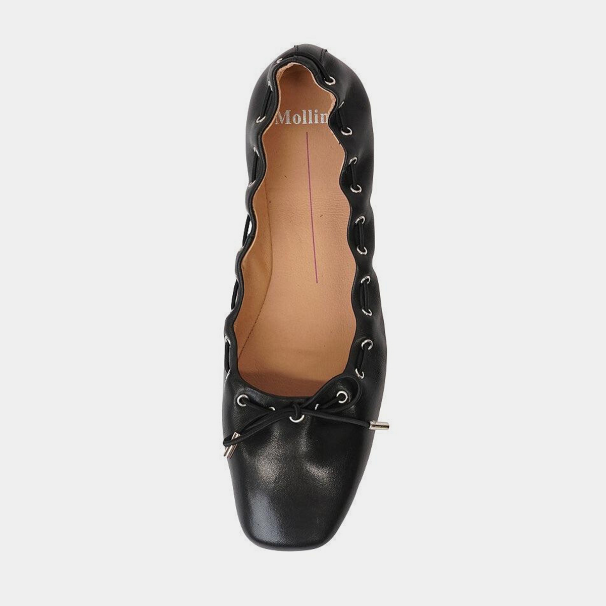 Niseya Black Leather Ballet Flats - MOLLINI | Shouz