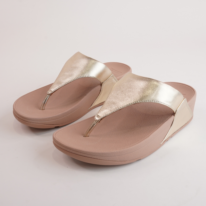 Lulu Leather Platino Gold Sandals