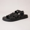 Reefa Black Leather Sandals