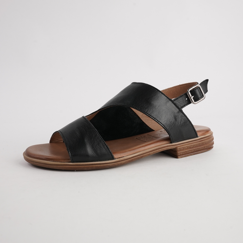 Mikey Black Leather Sandals