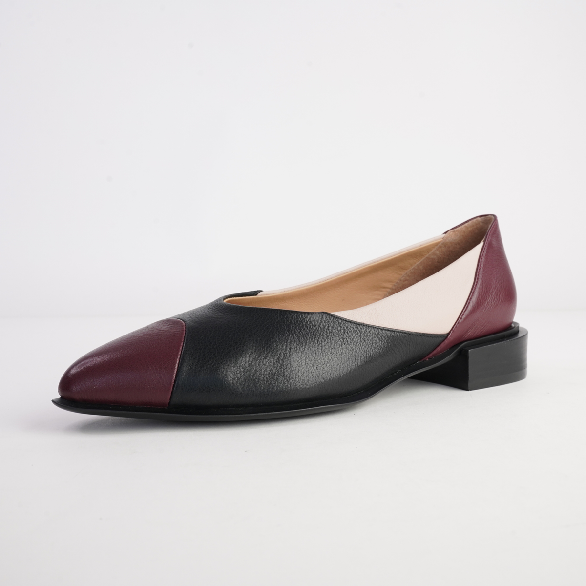 Emberta Burgundy/ Black Multi Leather Flats - DJANGO AND JULIETTE | Shouz