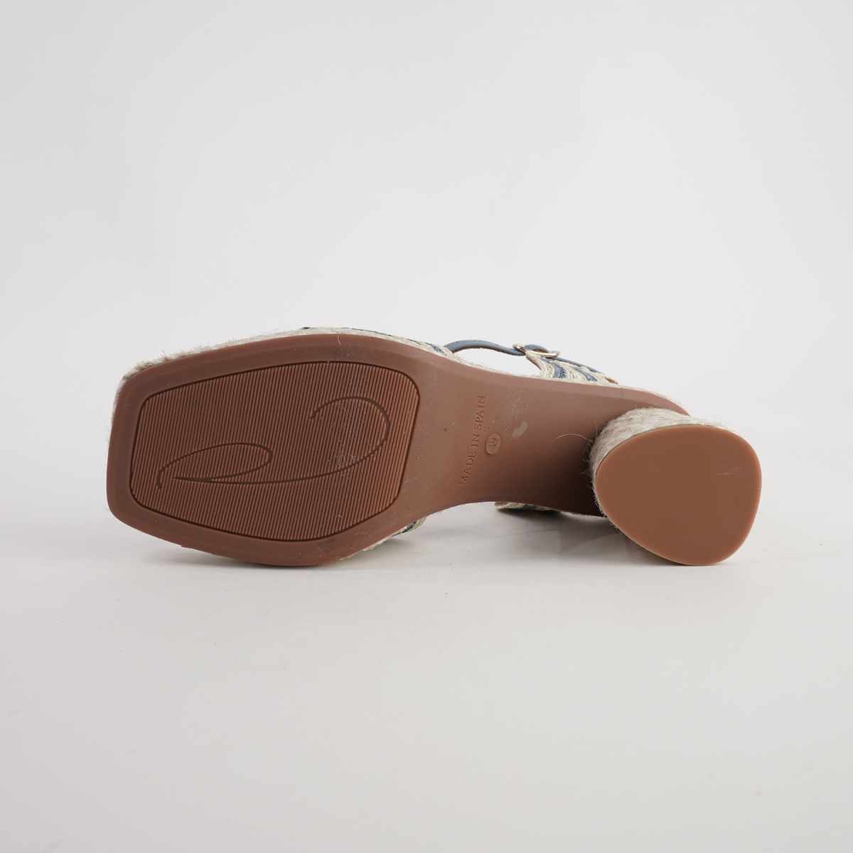 Danae Pale Blue/White Leather Espadrille Heels - GAIMO | Shouz