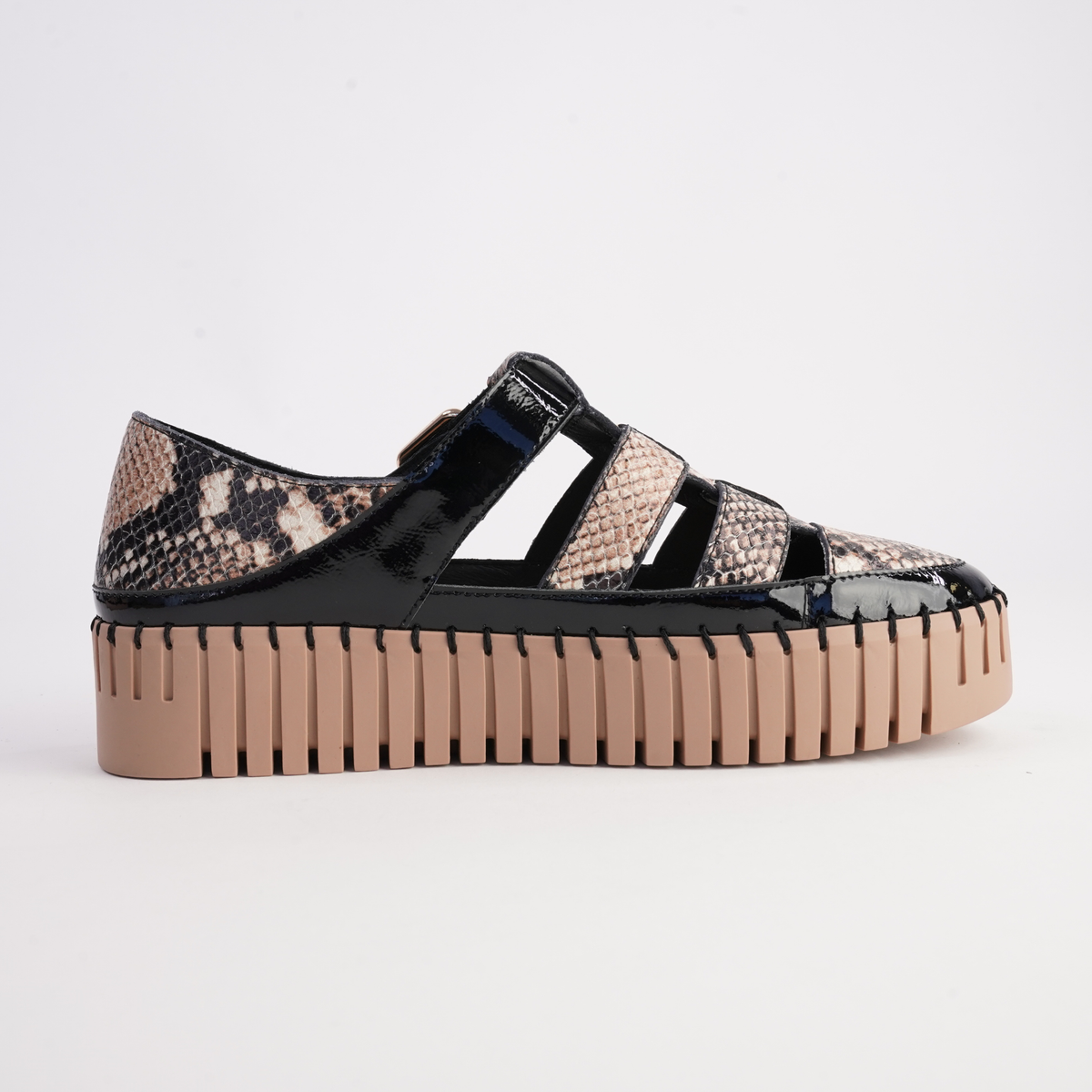 Baytown Black Patent/ Black Snake Caramel Sneakers - DJANGO AND JULIETTE | Shouz