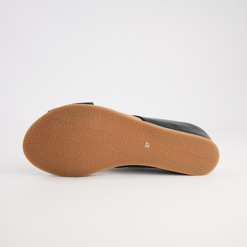 Harli Black Leather Slides