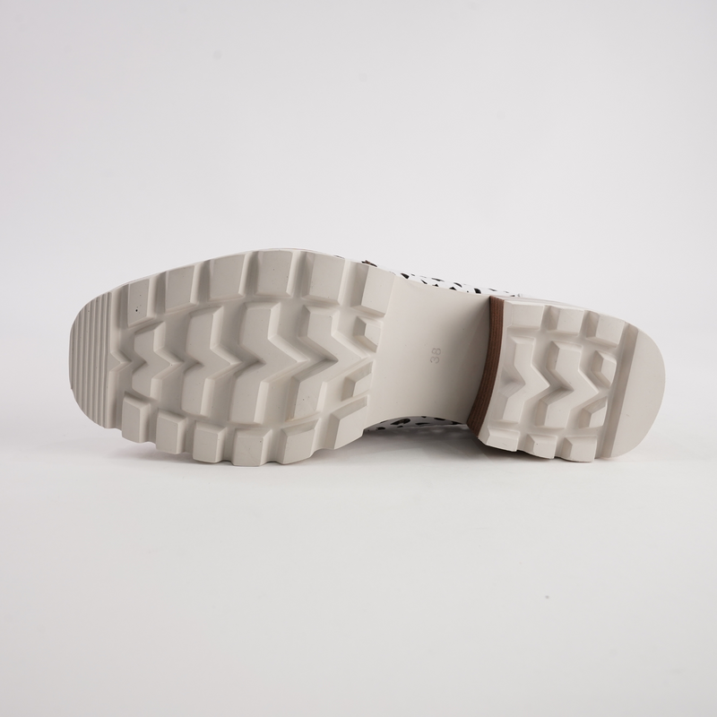 Popo White Leather Heeled Loafers