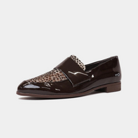 Gabrian Choc Patent/Choc Leopard Leather Loafers