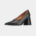 Zanie Black Leather Heels