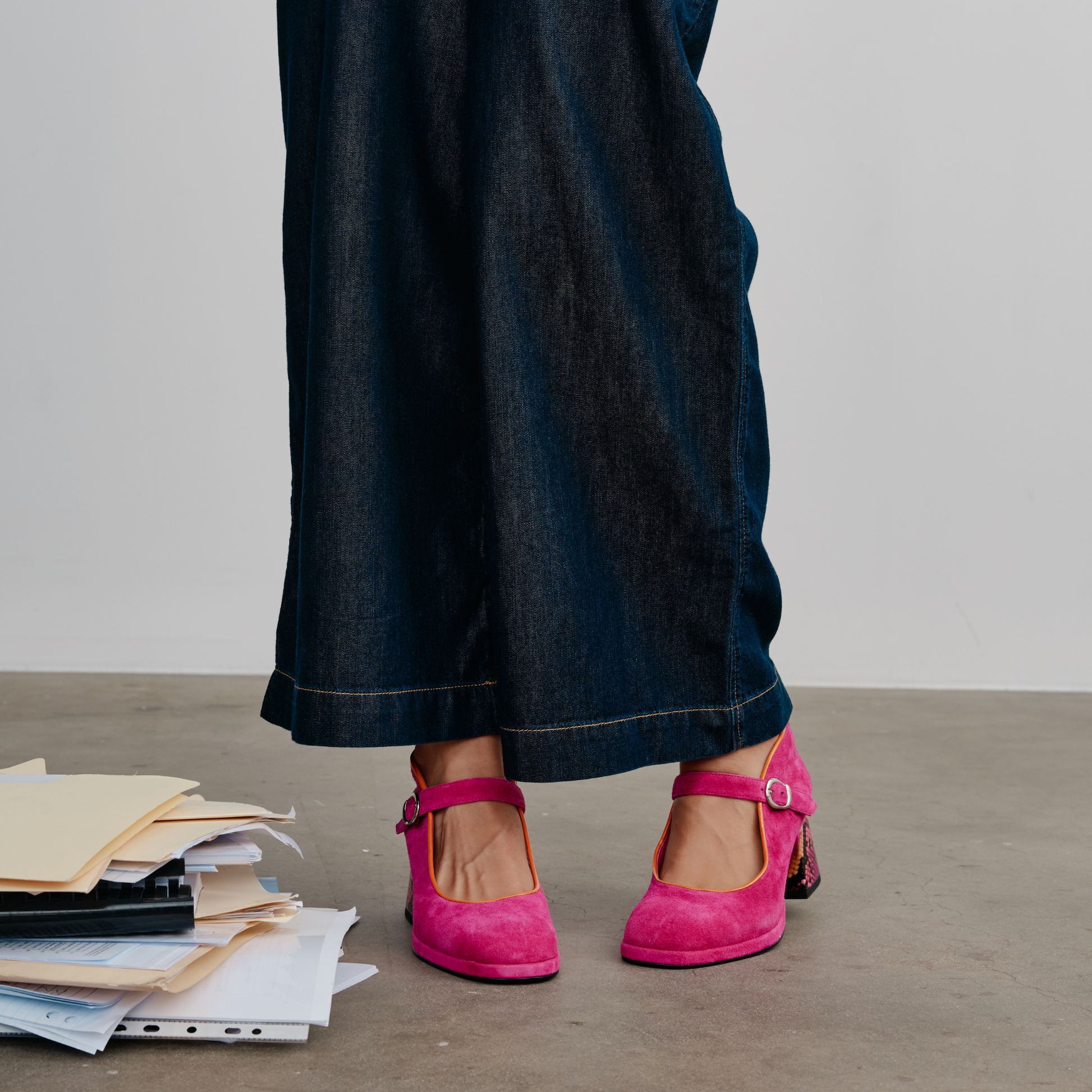 Podium Hot Pink Suede Heels - BRESLEY | Shouz