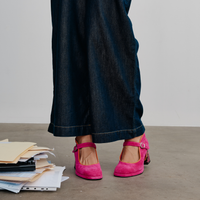 Podium Hot Pink Suede Heels - BRESLEY | Shouz