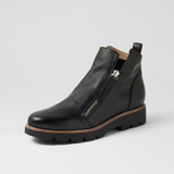 Dottiz Black Leather/ Black Sole Ankle Boots - DJANGO AND JULIETTE | Shouz