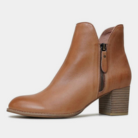 Shiannely Dark Tan Leather Ankle Boots