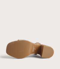 Kondry Natural Raffia/ Camel Leather Heels