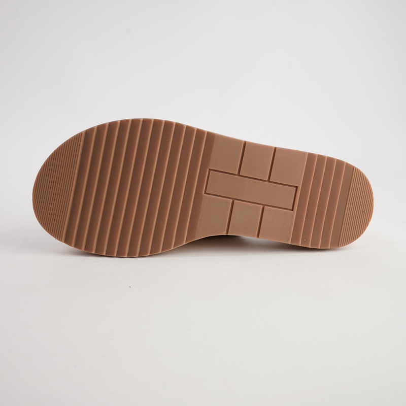 Vexta Choc Leather/ Natural Raffia Slides
