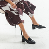 Nomass Black Patent Leather Heeled Loafers