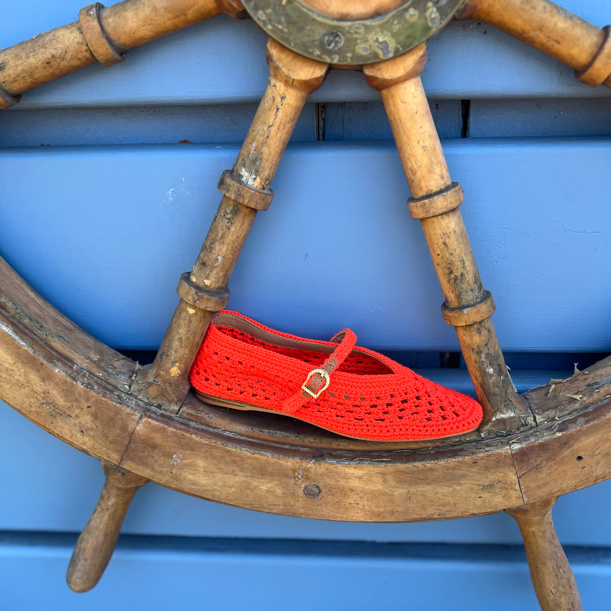 Clove Red Crochet Flats