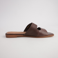 Larino Choc Leather Slides