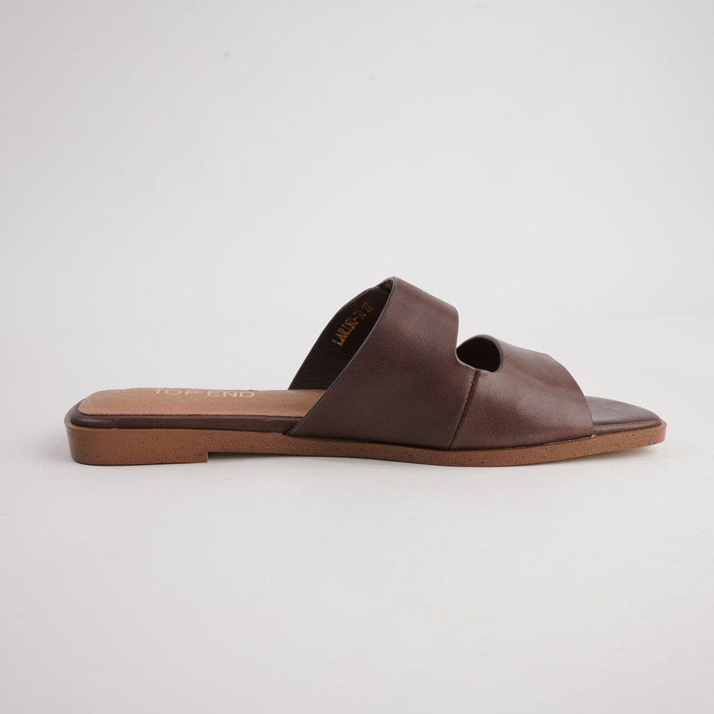 Larino Choc Leather Slides