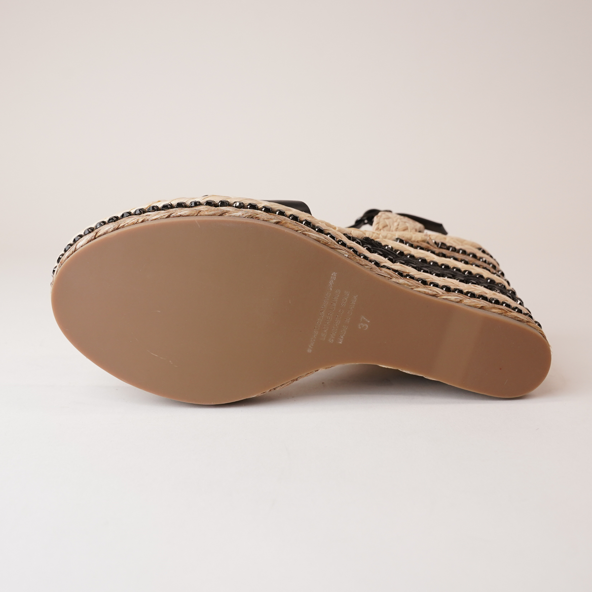 Etroya Black Leather Espadrille Wedges - TOP END | Shouz