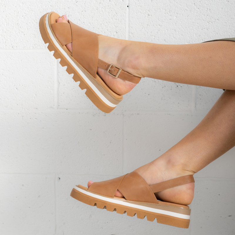 Sasi Tan Leather Sandals