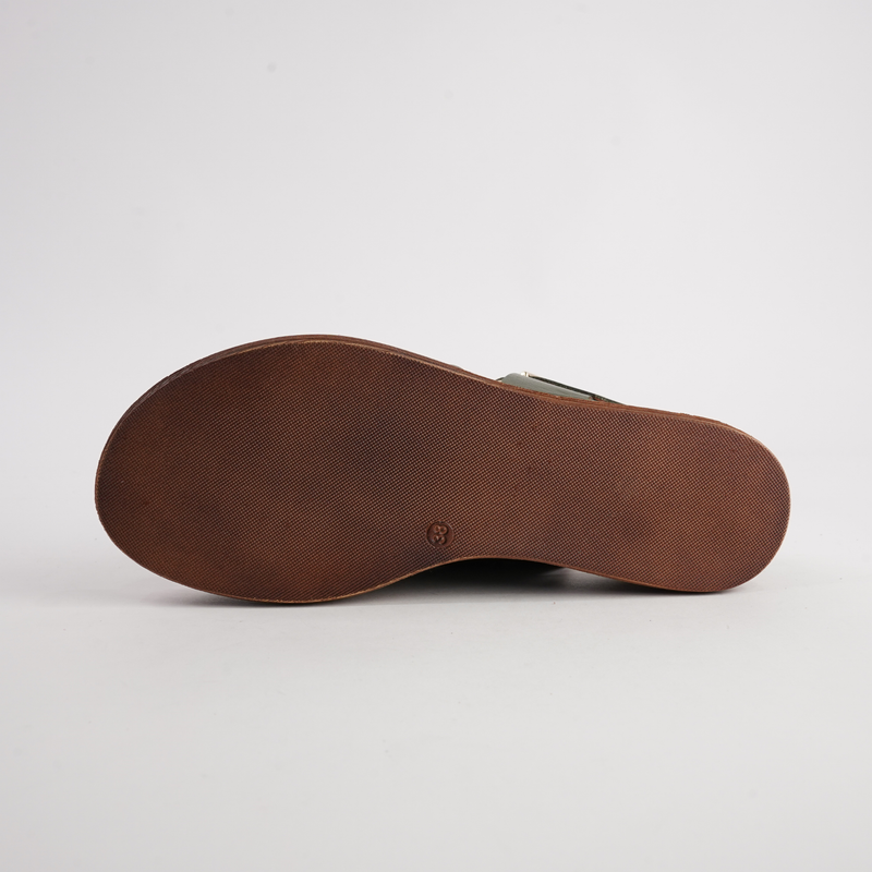 Positano Dark Olive Leather Sandals